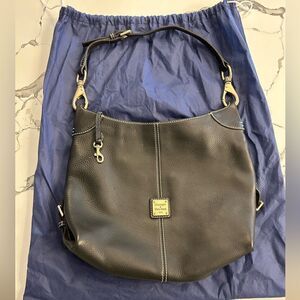 Dooney and Bourke black pebbled leather shoulder bag with dust bag